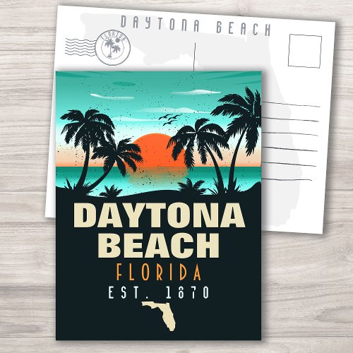 Daytona Beach Florida Retro Sunset Souvenirs Postcard