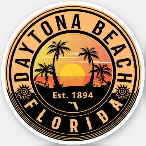 Daytona Beach Florida Retro Sunset Souvenirs Sticker
