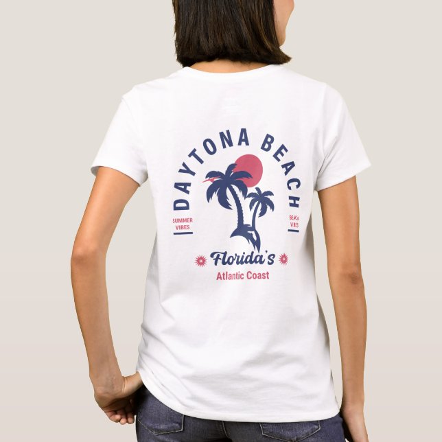 Daytona Beach Florida Retro Sunset Souvenirs T-Shirt (Back)