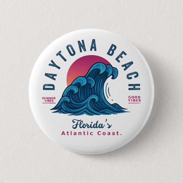 DAYTONA BEACH FLORIDA SUMMER WAVES VACATION BUTTON (Front)