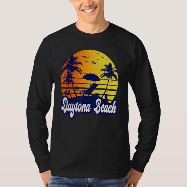 Daytona Beach Florida Sunset Beach Retro T-Shirt (Front)
