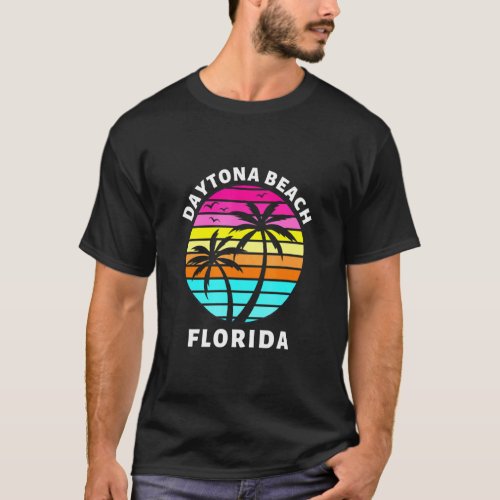 Daytona Beach Florida Sunset Palm Trees Family Vac T_Shirt