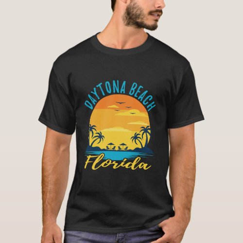 Daytona Beach Florida Sunset Palm Trees Ocean T_Shirt