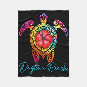 Daytona Beach Florida Tie Dye Sea Turtle Vacation Fleece Blanket