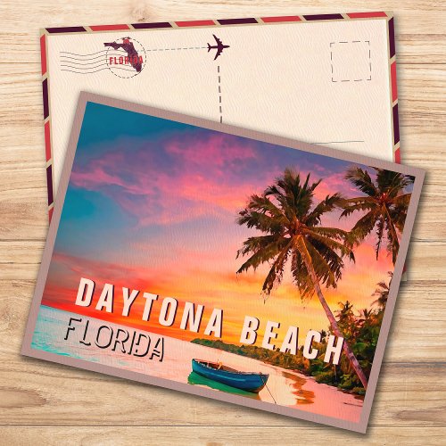 Daytona Beach Florida Tropical Palm Tree 1950s Postcard