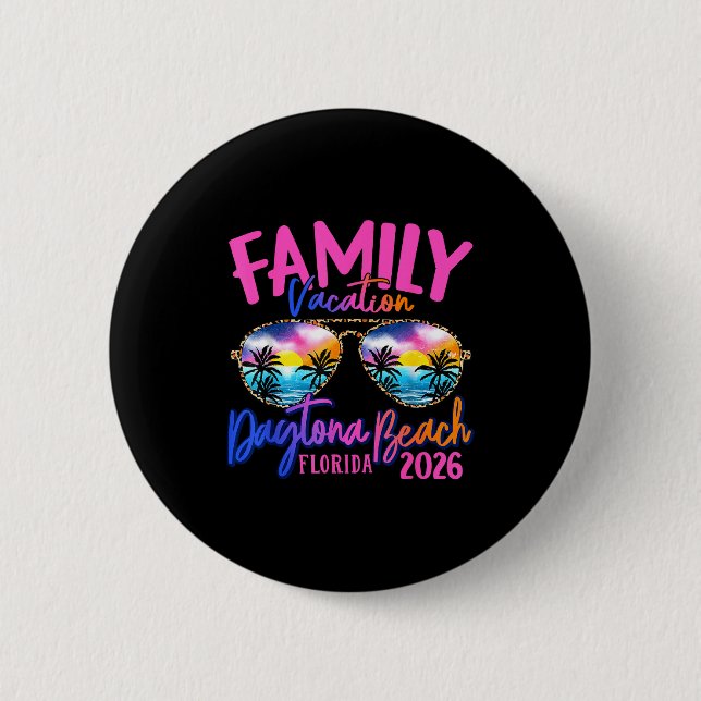 Daytona Beach Florida Vacation 2026 Matching Famil Button (Front)