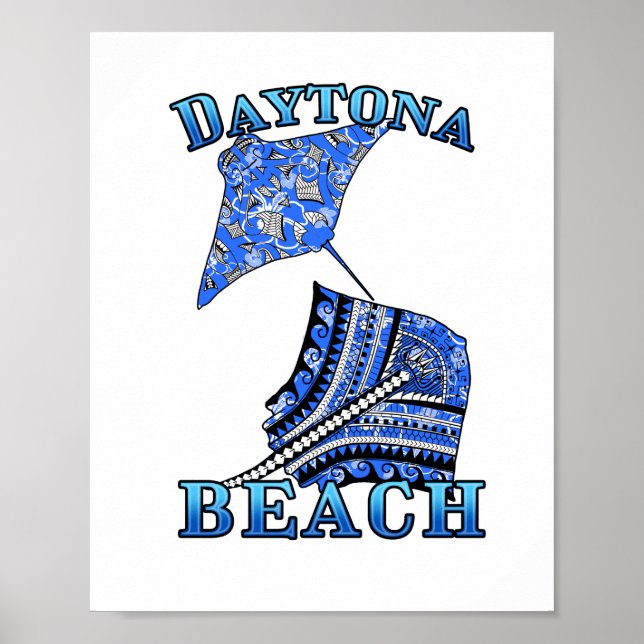 Daytona Beach Florida Vacation Tribal Stingray Poster (Front)