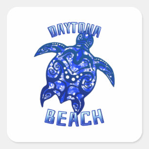Daytona Beach Florida Vacation Tribal Turtle Square Sticker