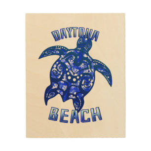 Daytona Beach Florida Vacation Tribal Turtle Wood Wall Art