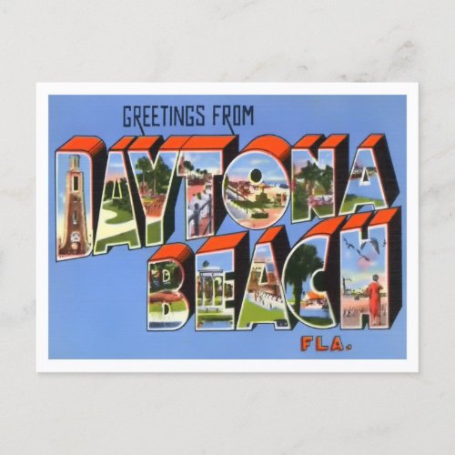Daytona Beach Florida Vintage Big Letters Postcard