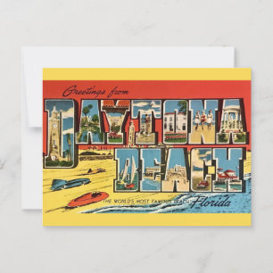 Daytona Beach Florida Vintage Greeting Postcard