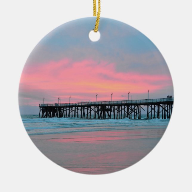 Daytona Beach Main Street Pier Sunrise Ornament (Front)