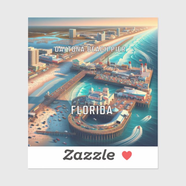 Daytona Beach Pier Florida 3 Inch Vinyl Sticker (Sheet)