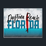 Daytona Beach Postcard Florida Surfboard<br><div class="desc">Daytona Beach Florida surfing design. A red surfboard with blue and turquoise text - typography surfer theme.</div>