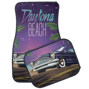 Daytona Beach Vintage Car Travel poster Mat