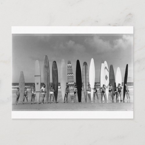 Daytona Beach Vintage long board Surf Group Photo Postcard