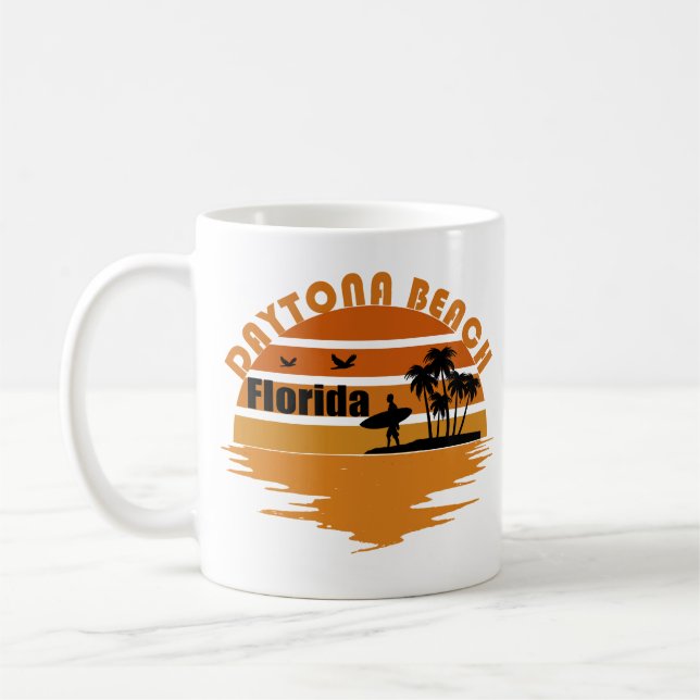 Daytona beach vintage sunset retro landscape coffee mug (Left)