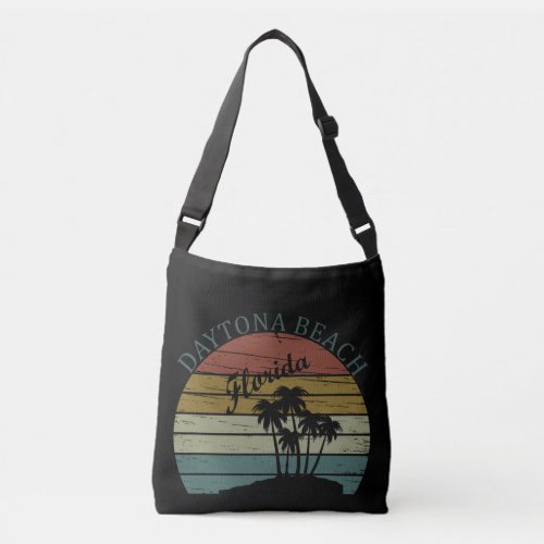 Daytona beach vintage sunset retro landscape crossbody bag