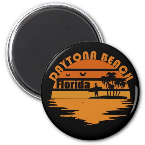 Daytona beach vintage sunset retro landscape magnet