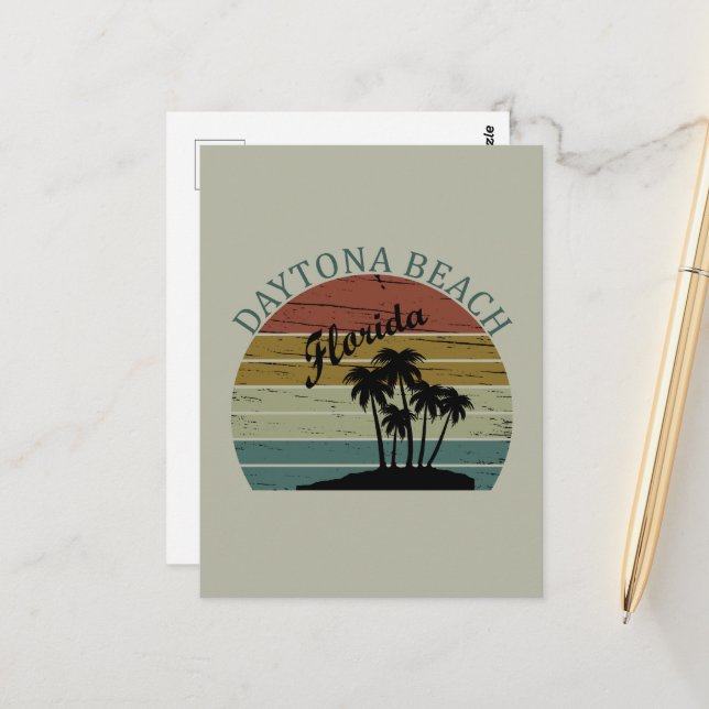 Daytona beach vintage sunset retro landscape postcard (Front/Back In Situ)