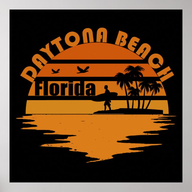 Daytona beach vintage sunset retro landscape poster (Front)