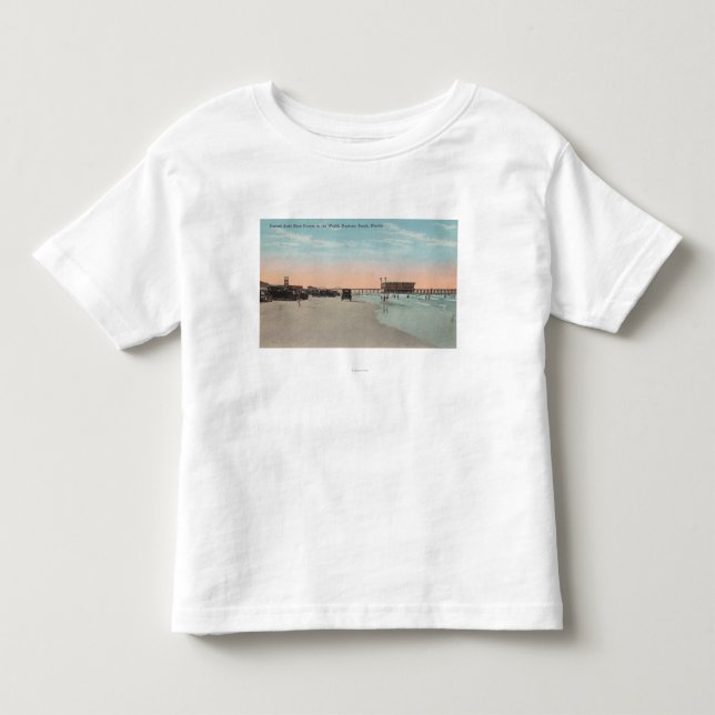 Daytona, FL - View of Beach with Cars & Toddler T-shirt (Front)