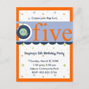 Dayton's 5th Birthday Invitation