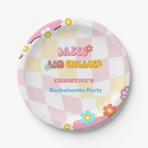 Dazed And Engaged Bachelorette Party Decor 70'S Paper Plates