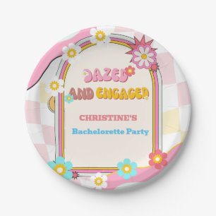 Dazed And Engaged Bachelorette Party Decor 70'S  Paper Plates