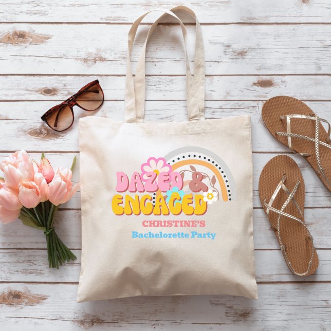 Dazed And Engaged Bachelorette Party Decor 70'S Tote Bag (Creator Uploaded)