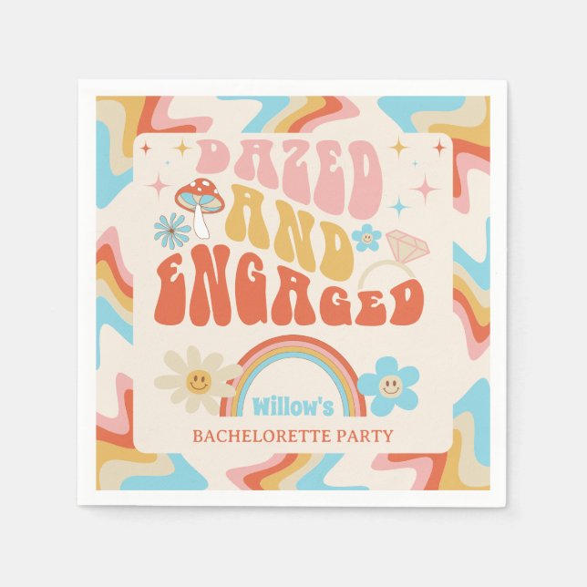 Dazed And Engaged Bachelorette Party Decor Napkins (Front)