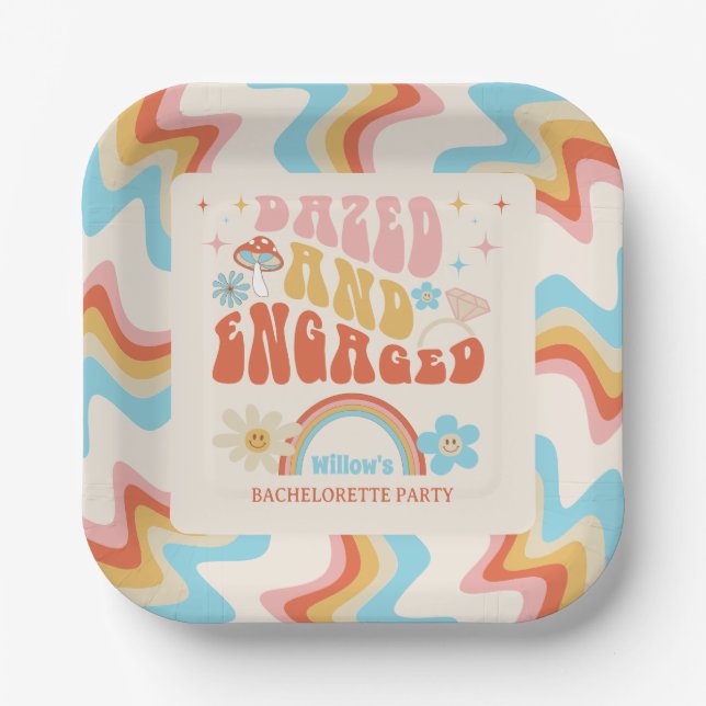 Dazed And Engaged Bachelorette Party Decor Paper Plates (Front)