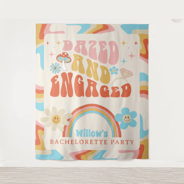 Dazed And Engaged Bachelorette Party Decor Tapestry | Zazzle