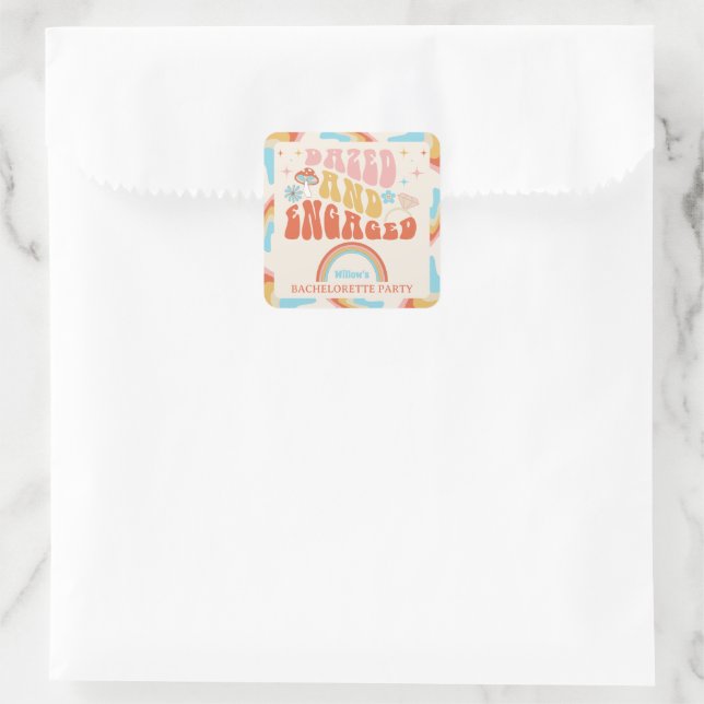 Dazed And Engaged Bachelorette Party Favor Square Sticker (Bag)