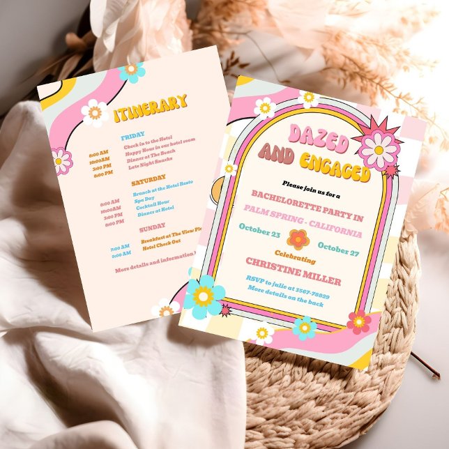 Dazed and Engaged Bachelorette Weekend Itinerary  Invitation (Creator Uploaded)