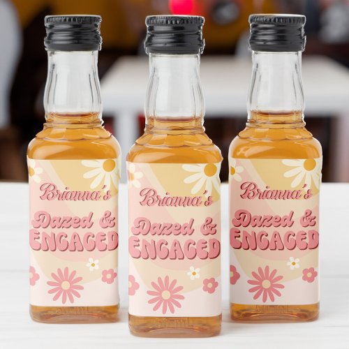 Dazed and engaged groovy daisy bachelorette favors liquor bottle label