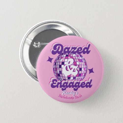 Dazed and Engaged Purple Retro Disco Bachelorette Button