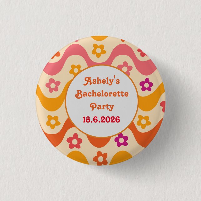 Dazed and Engaged retro 70s Bachelorette party    Button (Front)