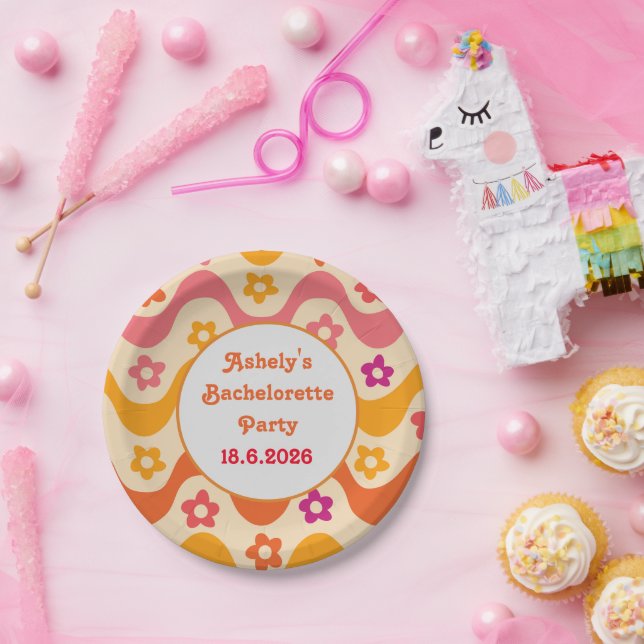 Dazed and Engaged retro 70s Bachelorette party    Paper Plates (Party)