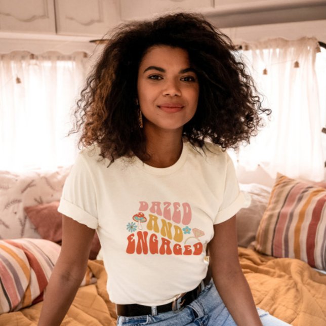 Dazed and Engaged Retro 70s Bachelorette Party T-Shirt (Creator Uploaded)