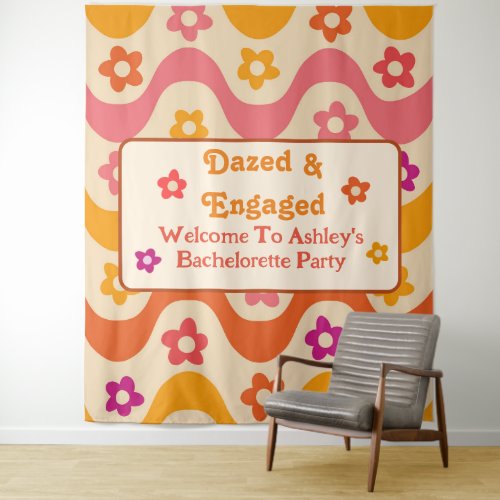 Dazed and Engaged retro 70s Bachelorette party   Tapestry