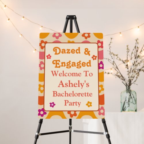 Dazed and Engaged Retro Bachelorette Welcome  Foam Board