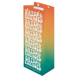 Dazed and Engaged Retro Text Wine Gift Bag