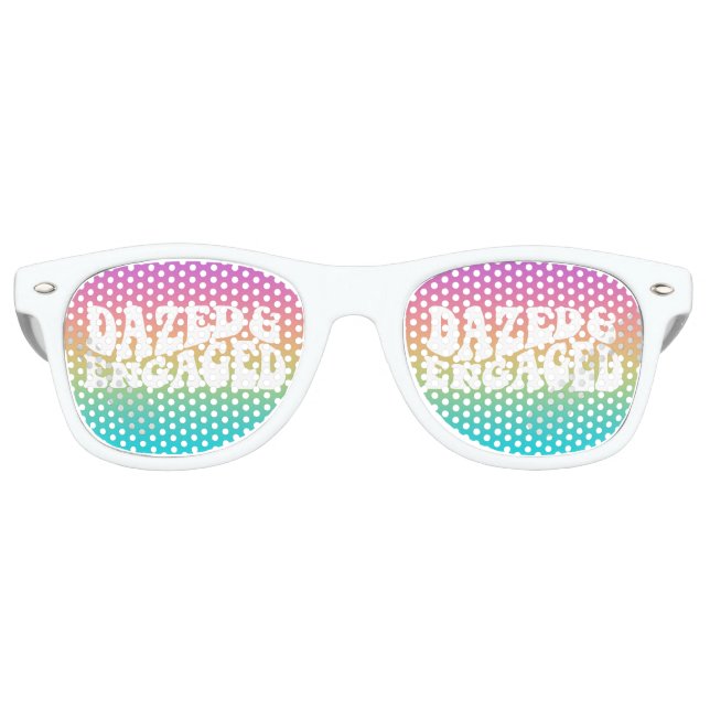 Dazed and Engaged Retro Typography Design Sunglasses (Front)
