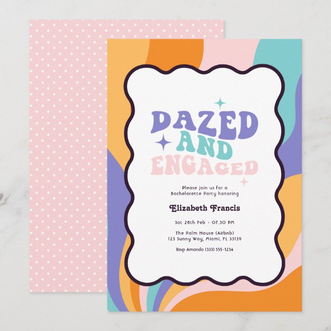Dazed and Engaged Retro Y2K Bachelorette Party Invitation (Front/Back)