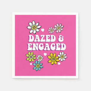 Dazed & Engaged 60s Bachelorette Groovy Pink Daisy Napkins