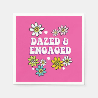 Dazed & Engaged 60s Bachelorette Groovy Pink Daisy Napkins