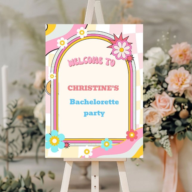 Dazed & Engaged Bachelorette Retro Groovy welcome  Foam Board (Creator Uploaded)