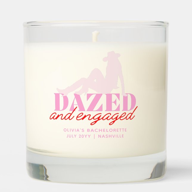 Dazed & Engaged Bachelorette Retro Party Favor Scented Candle (Front)