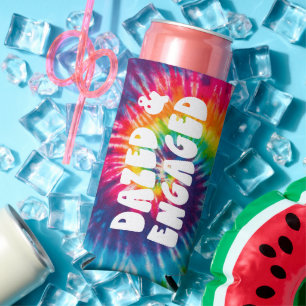 Dazed & Engaged Bachelorette Tie Dye  Party Favor Seltzer Can Cooler